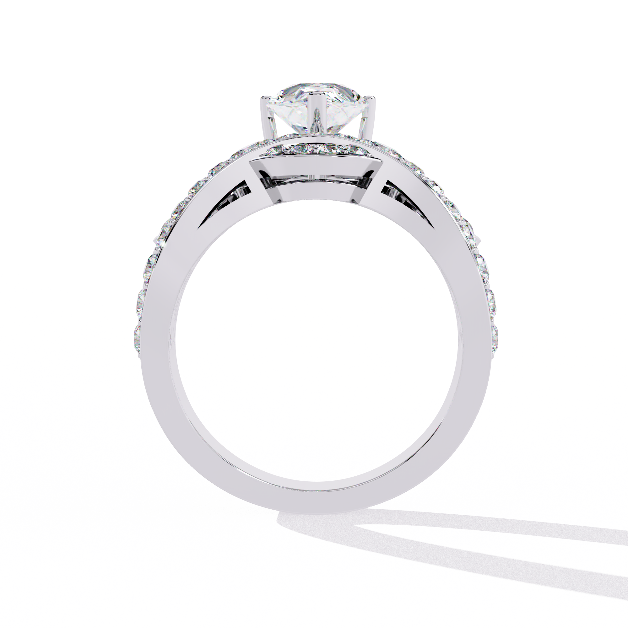 Solitairekart - 2.14 ct Regal Crown Leaf Lab Grown Diamond Ring 14K Yellow Gold